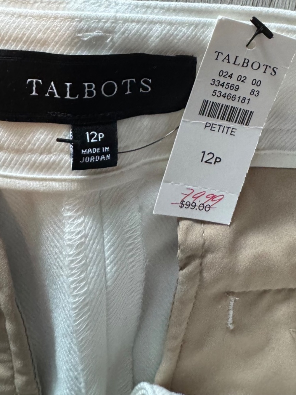 NWT Talbots Chatham Ankle Pants Women's 12P White Stretch Slim Leg - Picture 2 of 16